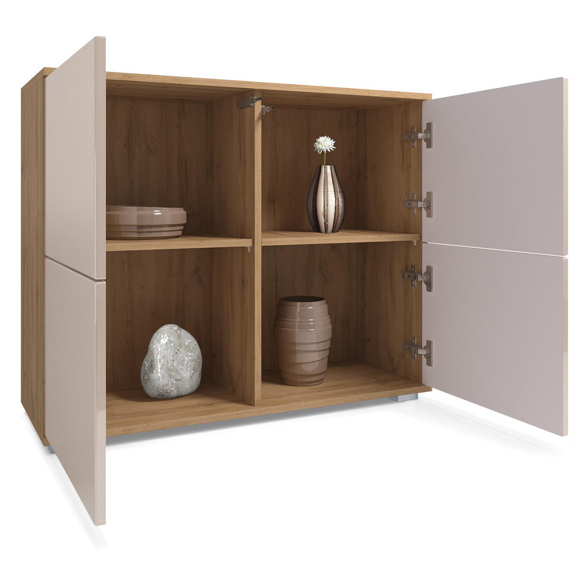 KOMMODE Rova Beton Oxid Optik - Hellgrau, Holzwerkstoff (92.5/75.5/35cm) - Vladon