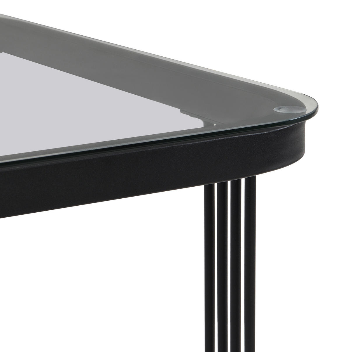 COUCHTISCH-SET aus MDF 60x60x44,5 cm Schwarz/Grau mit Glasplatte und 2 Schubladen - Schwarz, Holzwerkstoff (60/60/45cm) - IVMEU