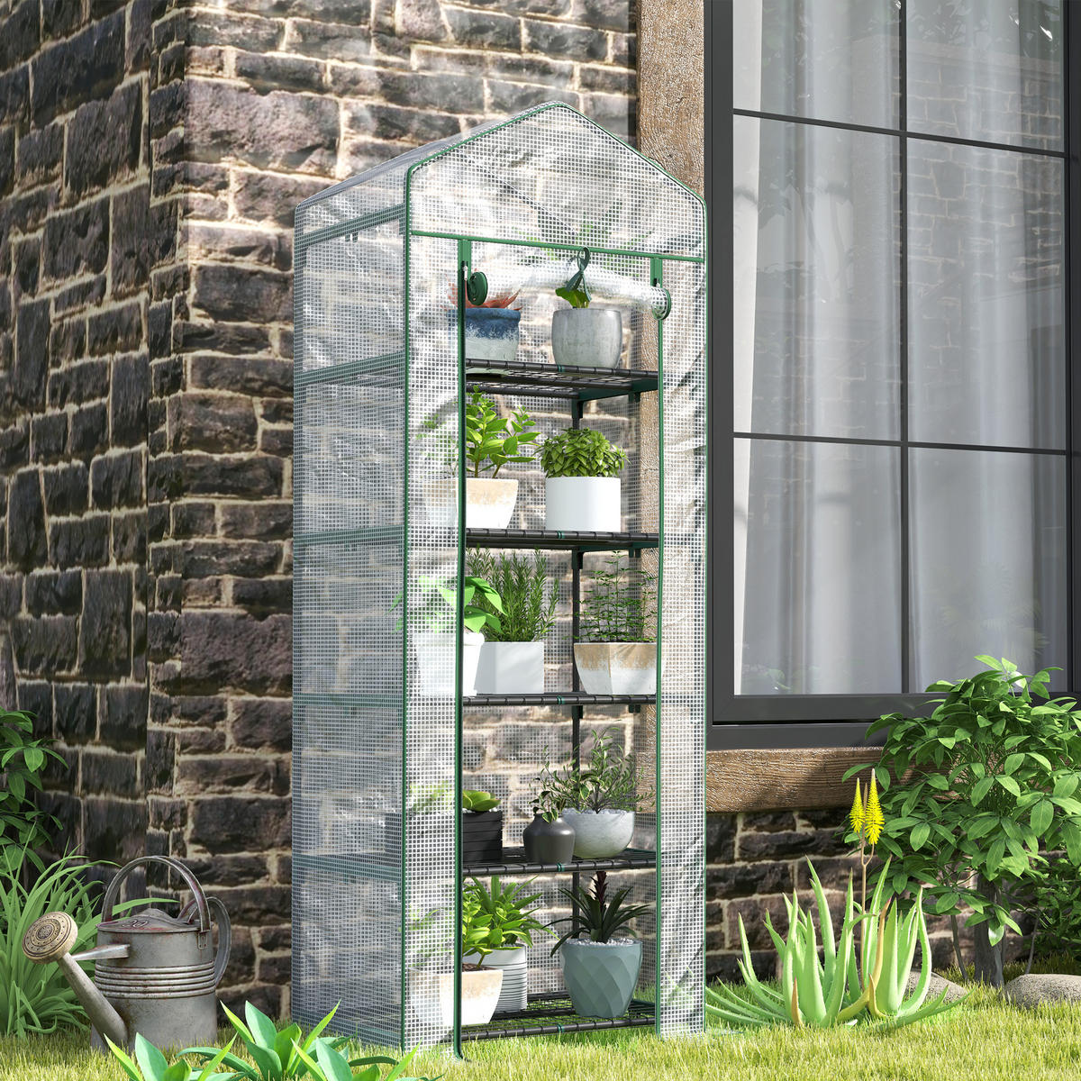 GEWÄCHSHAUS, 69L x 49B x 193H cm - Weiß, Kunststoff/Metall (49/193/69cm) - Outsunny