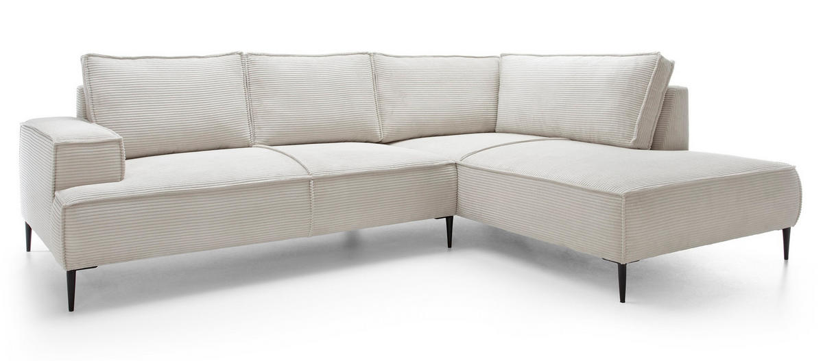 SCHLAFSOFA 275 cm L-Form Harmonia mit Beinen, Rechts, Vanille - Beige, Holz (195/275cm) - Emporius