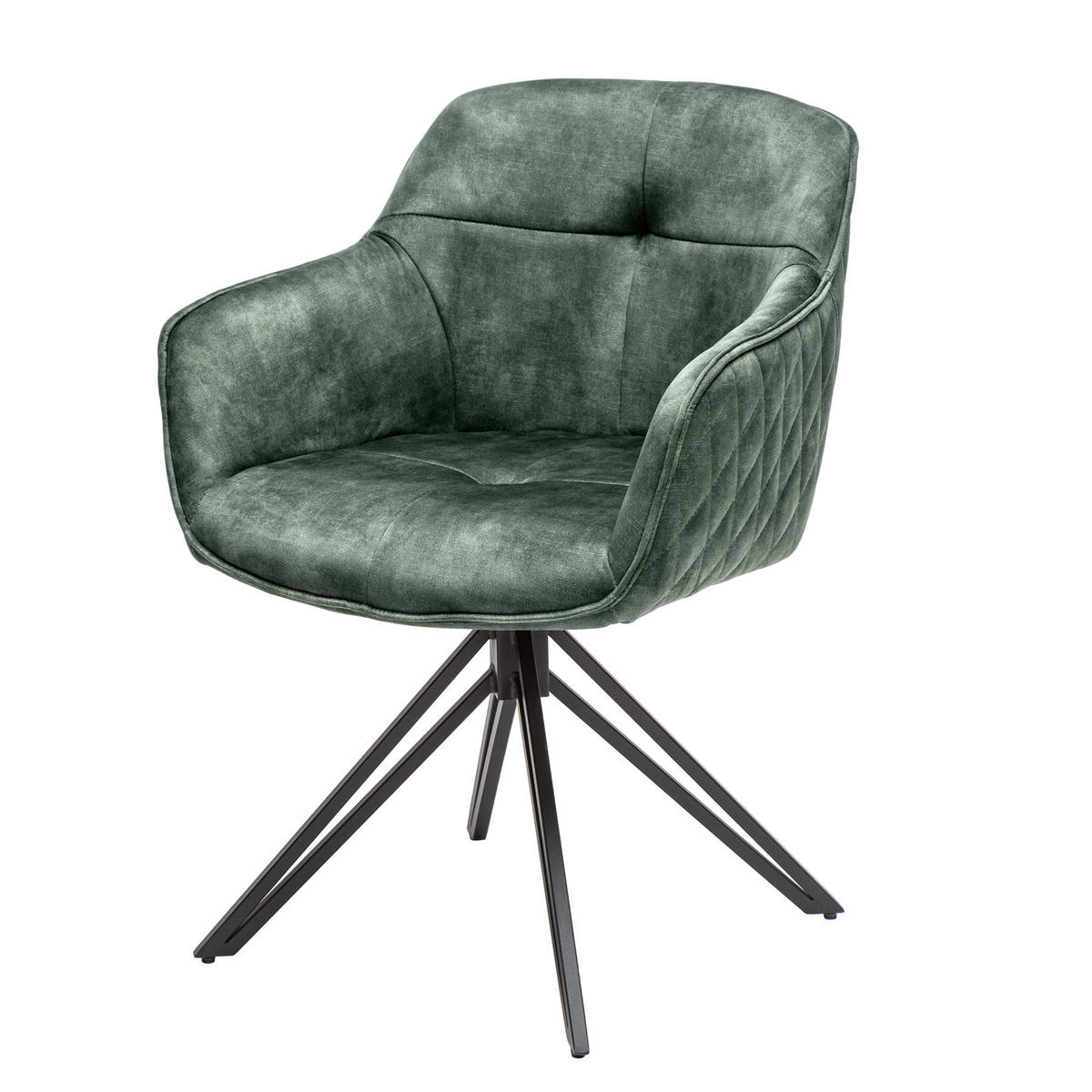 ARMLEHNSTUHL EUPHORIA Samt Dunkelgrün, Schwarz - Dunkelgrün/Schwarz, Textil/Metall (58/82/60cm) - riess-ambiente