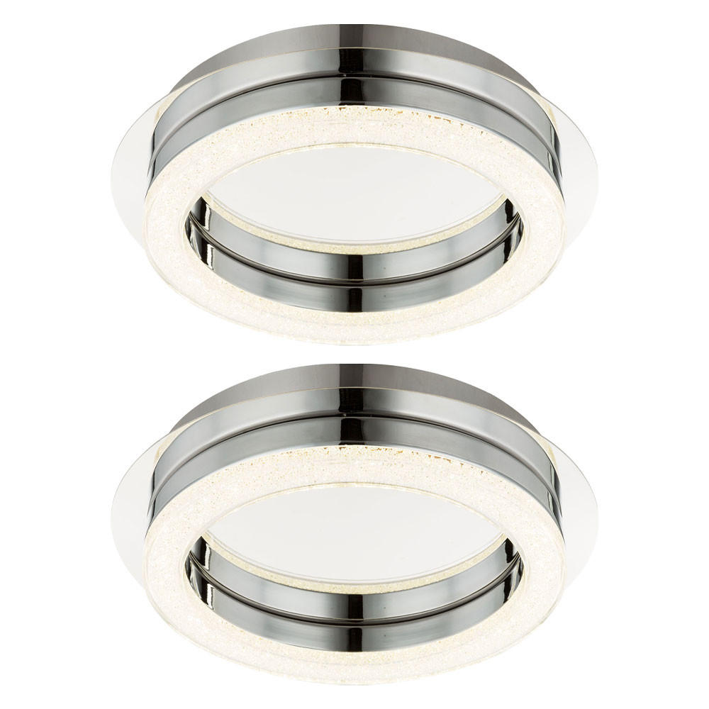 LED DECKENLEUCHTE Acryl Kristall Silber 2er Set - Silberfarben, Metall (28/28/6.7cm) - Globo Lighting