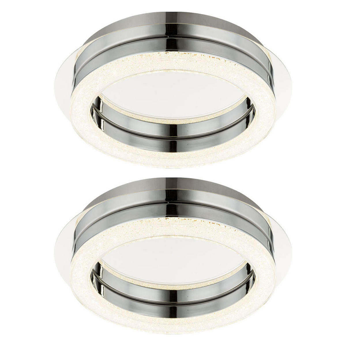 LED DECKENLEUCHTE Acryl Kristall Silber 2er Set - Silberfarben, Metall (28/28/6.7cm) - Globo Lighting