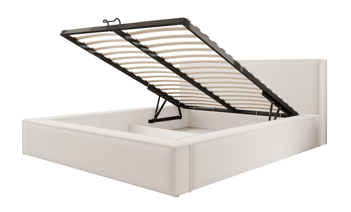 POLSTERBETT Bocalio Cremeweiß Boucle 180 cm - Creme, Textil (180/200cm) - Selsey