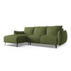 ECKSOFA mit Schlaffunktion Chenille Stoff Grün - Dunkelgrün/Schwarz, Textil/Metall (162/242cm) - Makamii