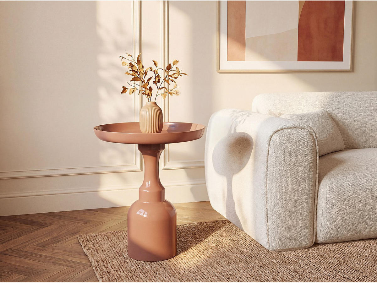 BEISTELLTISCH - 40 cm x 40 cm - metall - braun, taupe Kyresa - Taupe/Braun, Metall (40/40/45.5cm) - Vente-Unique