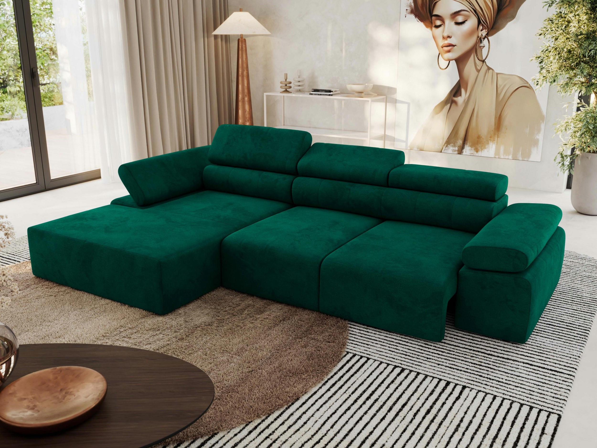 ECKSOFA RILASSO L Dunkelgrün Velvet - links - Dunkelgrün/Schwarz, Kunststoff/Textil (296/174cm) - MKS