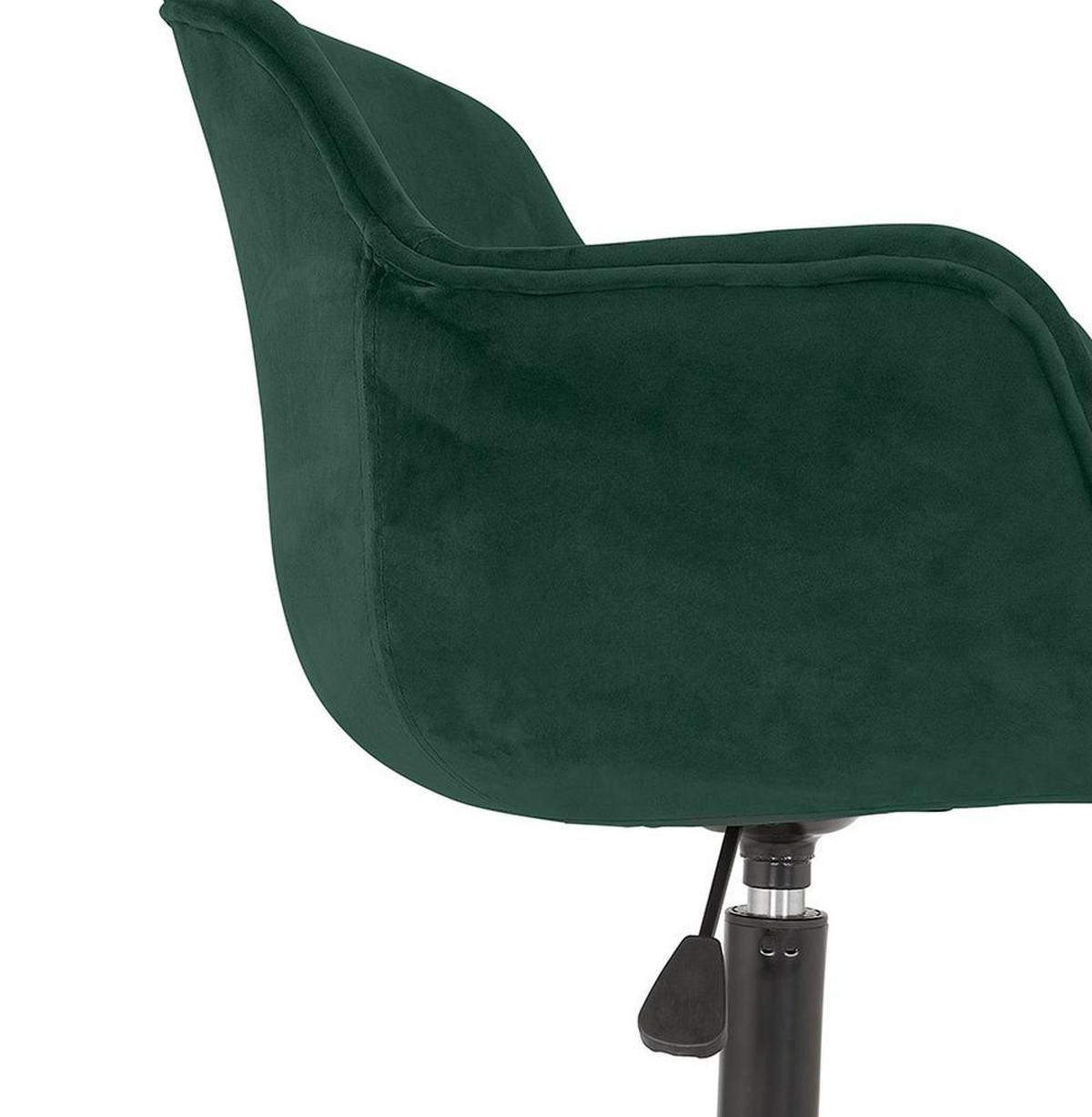 BÜROSTUHL Samt mit Rollen, 360° drehbar und höhenverstellbar PILANO, Grün 54x59x80 cm - Schwarz/Grün, Textil/Metall (59/80/54cm) - KADIMA DESIGN
