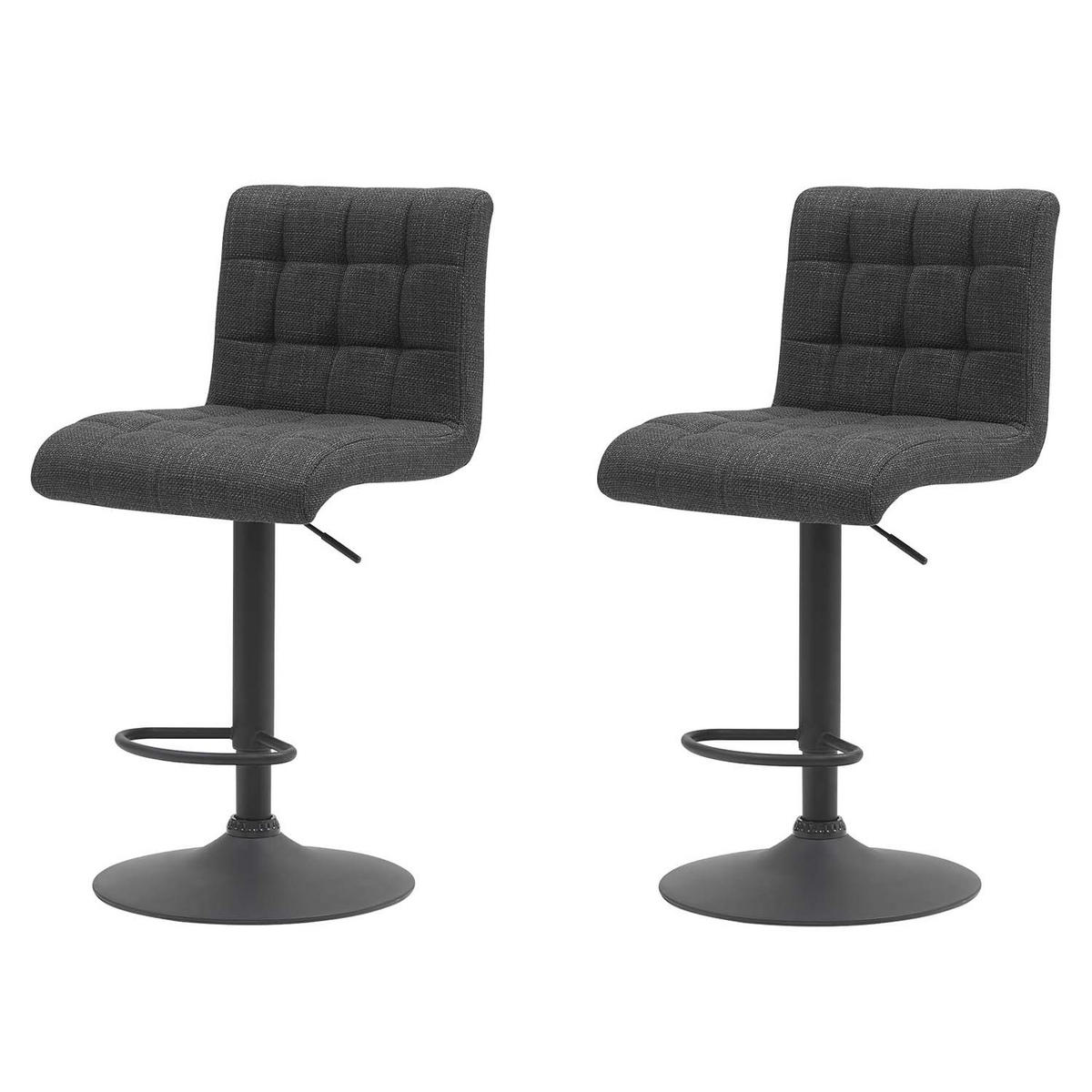 BARHOCKER-SET 2 Stück Erika - Anthrazit - Anthrazit/Schwarz, Textil/Metall (47/93/57cm) - Hela Vertriebs GmbH