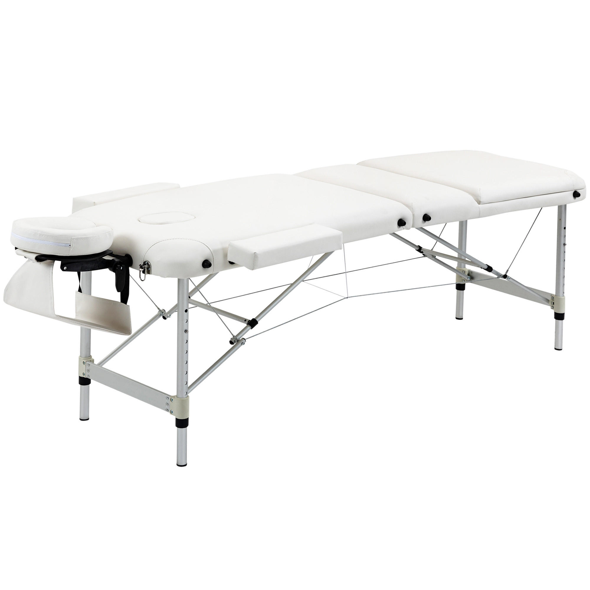 MASSAGELIEGEN höhenverstellbarer Massagetisch Massagebett Aluminium Kunststoff - Weiß, Metall (81/84/215cm) - HOMCOM