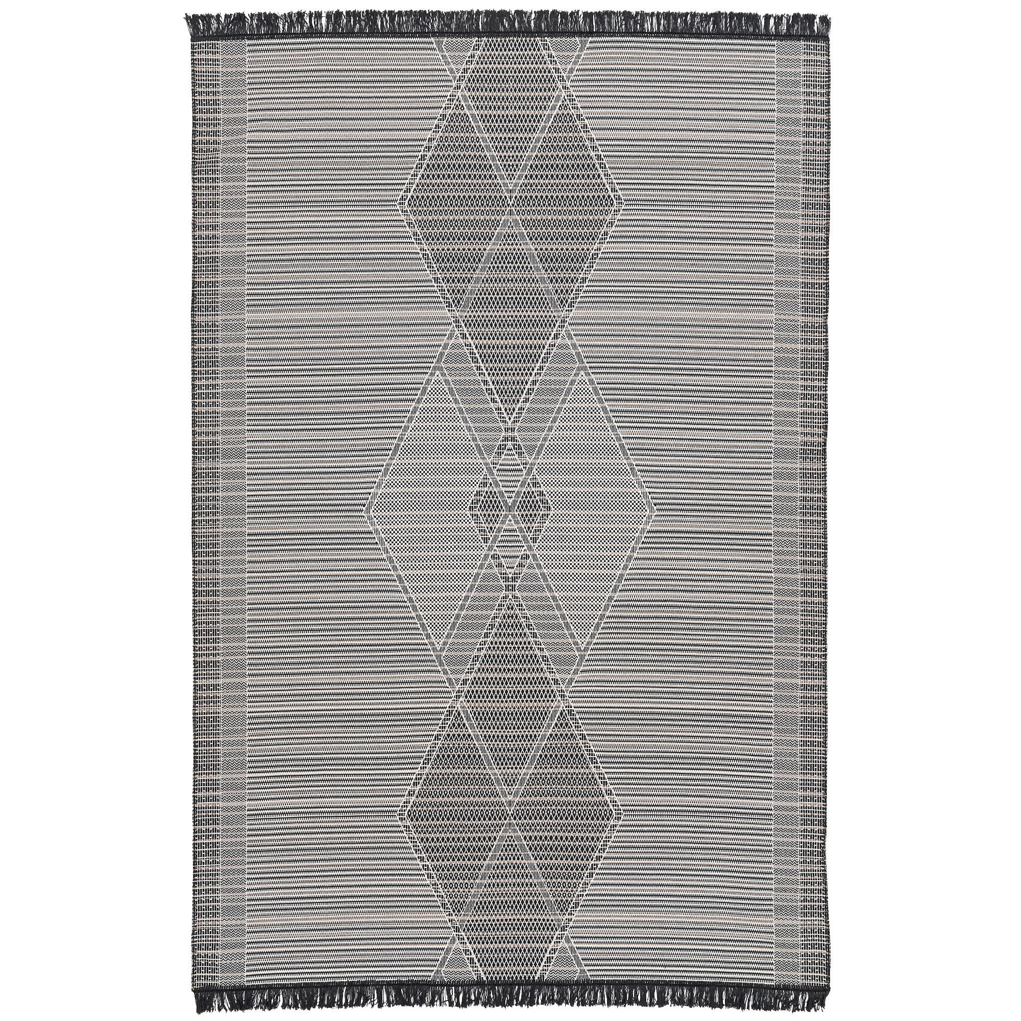 TEPPICH BEIDSEITIG ETHNO KELIM MELIERT - Schwarz/Weiß, Textil (200/290cm) - Pergamon