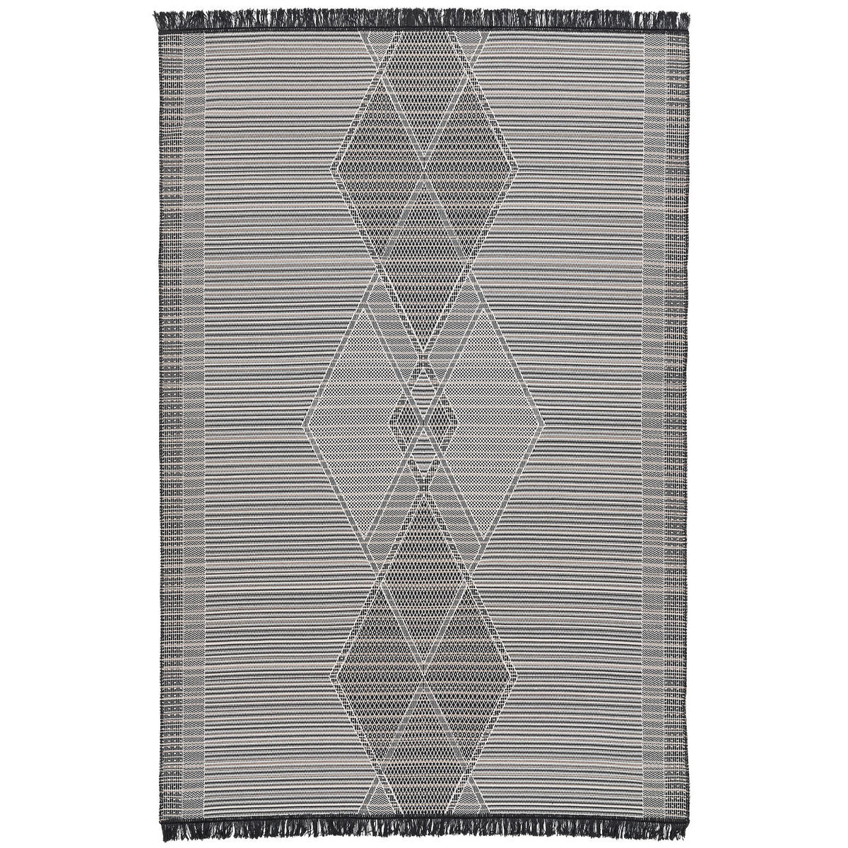 TEPPICH BEIDSEITIG ETHNO KELIM MELIERT - Schwarz/Weiß, Textil (200/290cm) - Pergamon