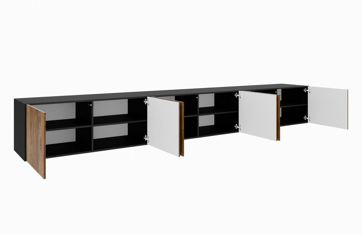 TV-SCHRANK NOE - Wildeiche/Schwarz, Holzwerkstoff (300/41/40cm) - Meblini