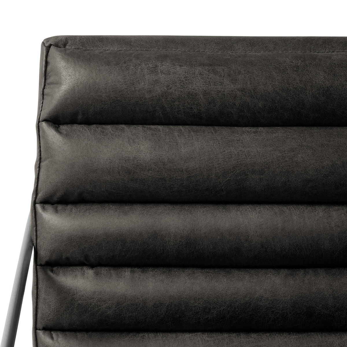 SESSEL - Antiklederlook - Grau, Textil/Metall (63/71/78cm) - home24