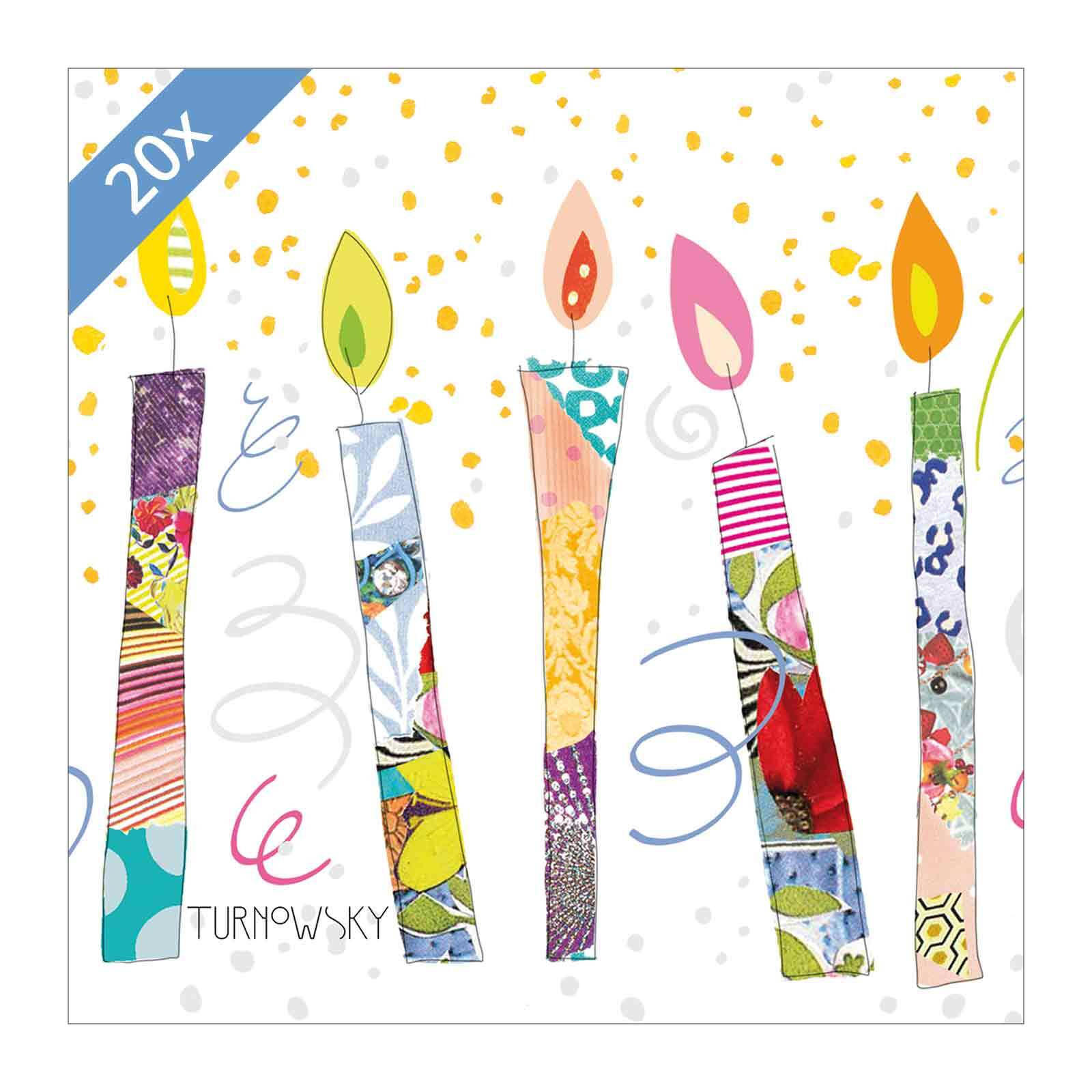 PAPIER SERVIETTEN Birthday Candles 33 x 33 cm 20er Set - Multicolor, Papier (33/33cm) - PPD
