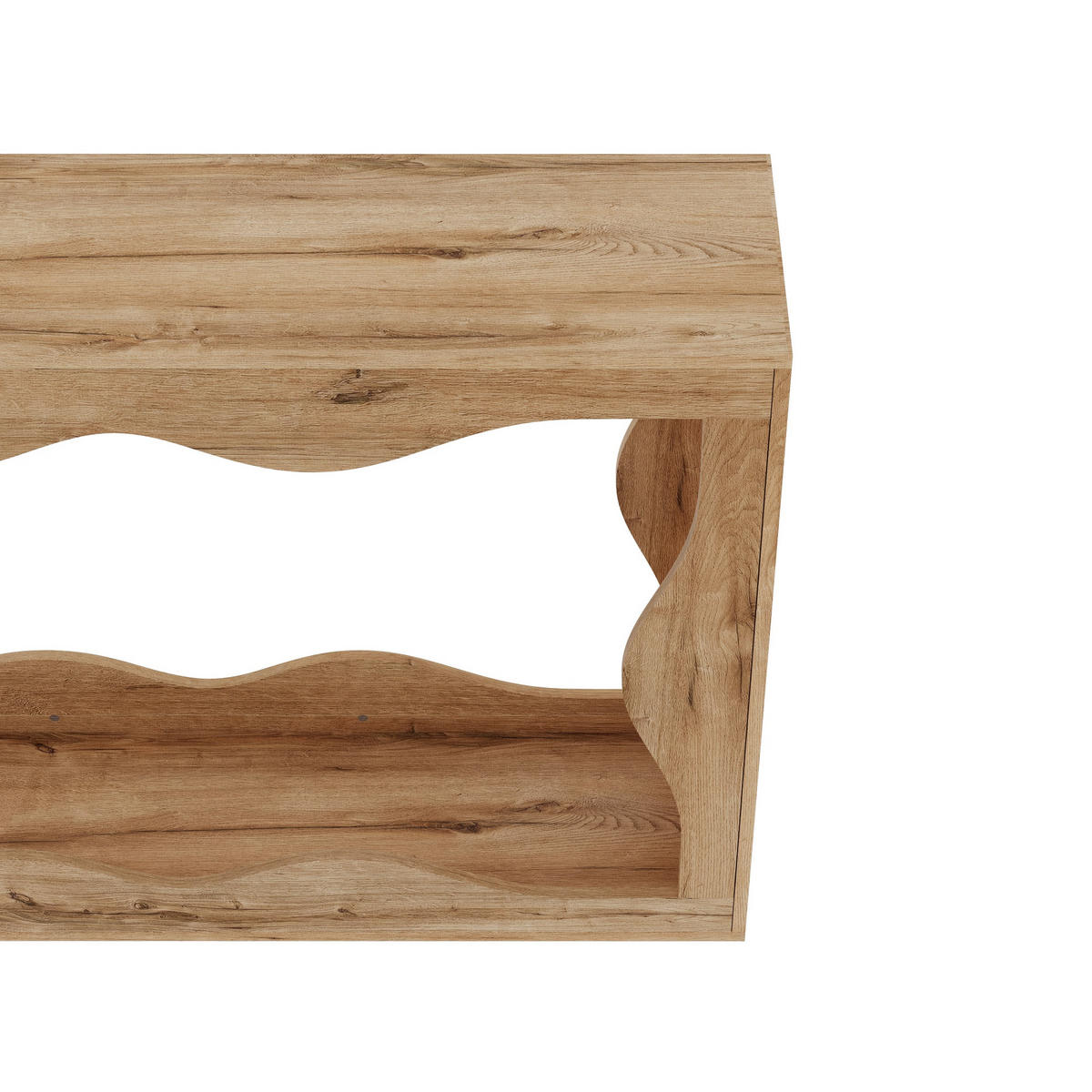 KONSOLENTISCH in Holzoptik Wellenrand Beistelltisch mit Stauraum für Flur, 160,5L/30B/86,5(cm) - Naturfarben, Holzwerkstoff (30/160.5/86.5cm) - STILVORA