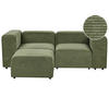 ECKSOFA 2-Sitzer Cord grün mit Ottomane Falsterbo - Grün, Textil (204/105cm) - Beliani