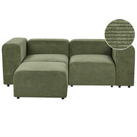 ECKSOFA 2-Sitzer Cord grün mit Ottomane Falsterbo - Grün, Textil (204/105cm) - Beliani