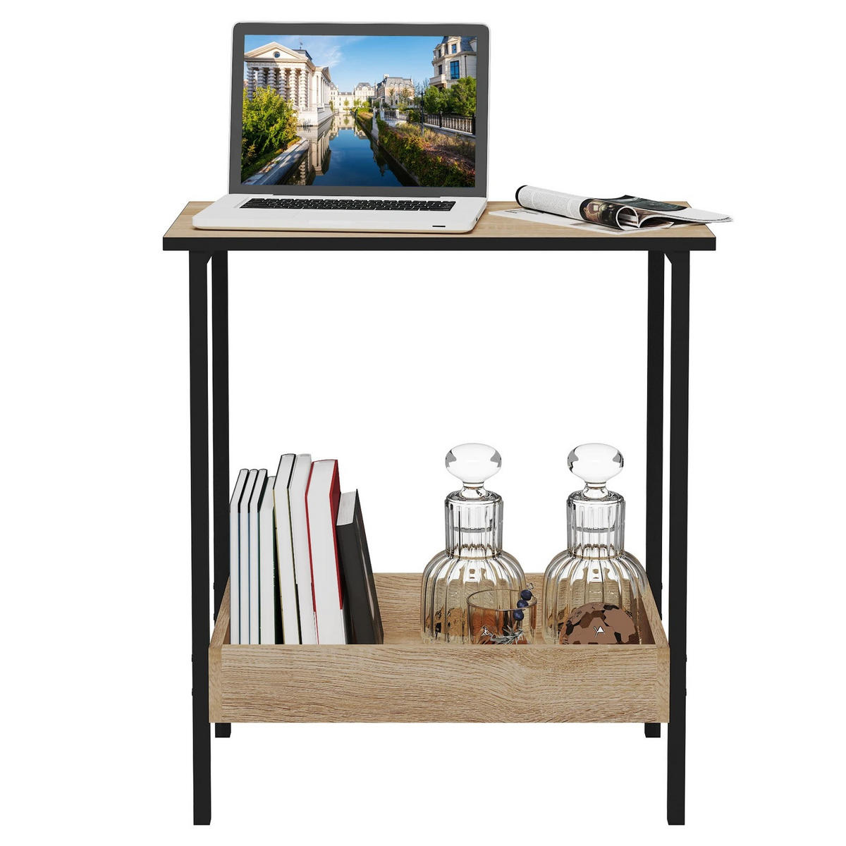 BEISTELLTISCH, Hellbraun, 2 Regale, Stauraum - Hellbraun, Holzwerkstoff (50/50/25cm) - Kaket