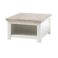 COUCHTISCH Pinie weiß, Oslo Pinie Landhaus, Beistelltisch mit Truhe Ablage, 86 x 86 cm quadratisch - Weiß/Pinienfarben, Holzwerkstoff (86/86/48cm) - Furn.Design