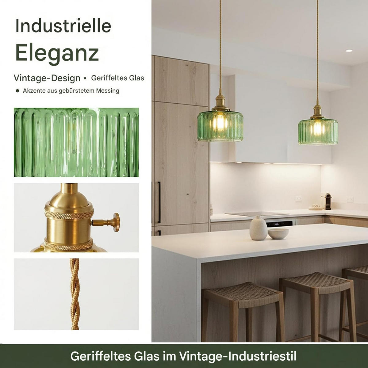 PENDELLEUCHTE Glas & Vintage, E27 Energieklasse E - Smaragdgrün, Glas (18/19/18cm) - Authentics