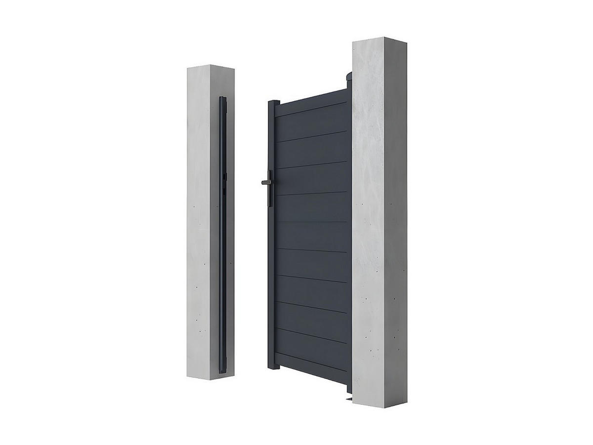 EINGANGSTOR - 100cm x 4.6cm - Aluminium - anthrazitgrau - NAZARIO - Anthrazit, Metall (100/161cm) - Vente-Unique