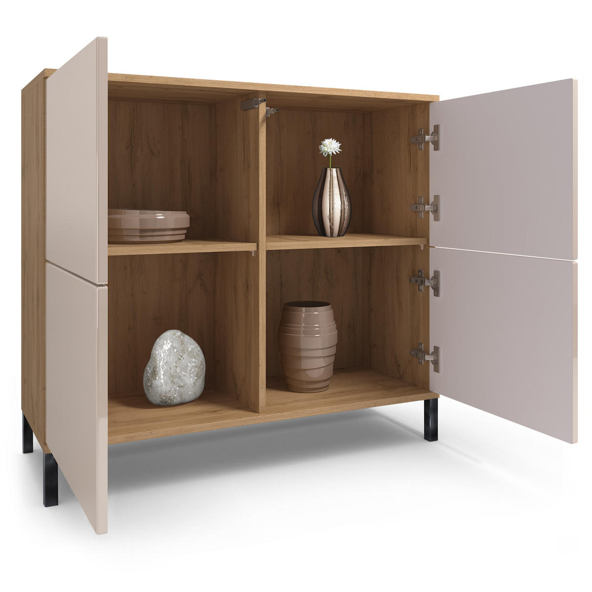 KOMMODE Rova Bordeaux Hochglanz - Bordeaux, Holzwerkstoff (92.5/83.5/35cm) - Vladon