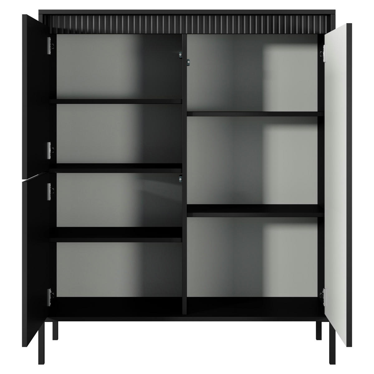 HIGHBOARD SELBU KOM1 Schwarz - Schwarz, Glas/Holzwerkstoff (104/124/40cm) - Komodee