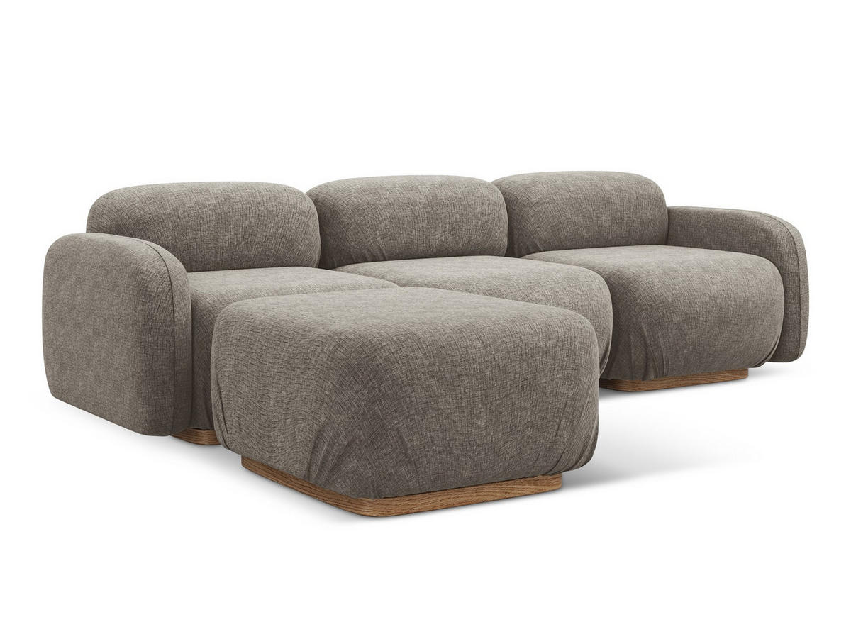 ECKSOFA Beidseitig Chenille Stoff Grau - Taupe/Braun, Holz/Textil (270/190cm) - Makamii