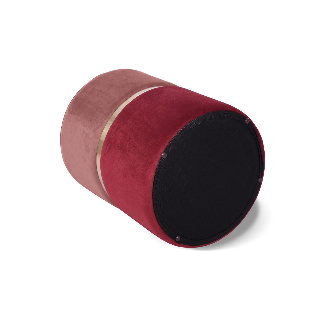 POUF Louise aus himbeerrosa Samt und goldfarbenem Metall - Pink, Holzwerkstoff/Textil (35/44/35cm) - Sicaan