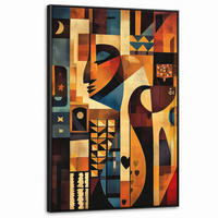 LEINWAND Bilder mit Rahmen - Figuren - Abstrakt - Symbole - 100x150 - Terracotta, Textil (100/150cm) - MuchoWow
