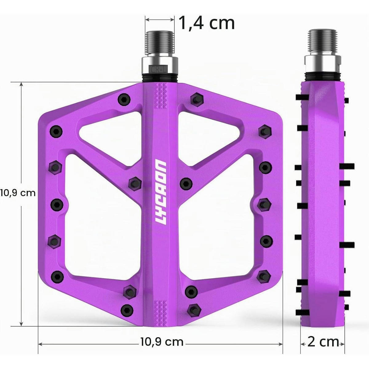 FAHRRADPEDALE Flachpedale Violett - Violett, Kunststoff (10.9/1.4/10.9cm)
