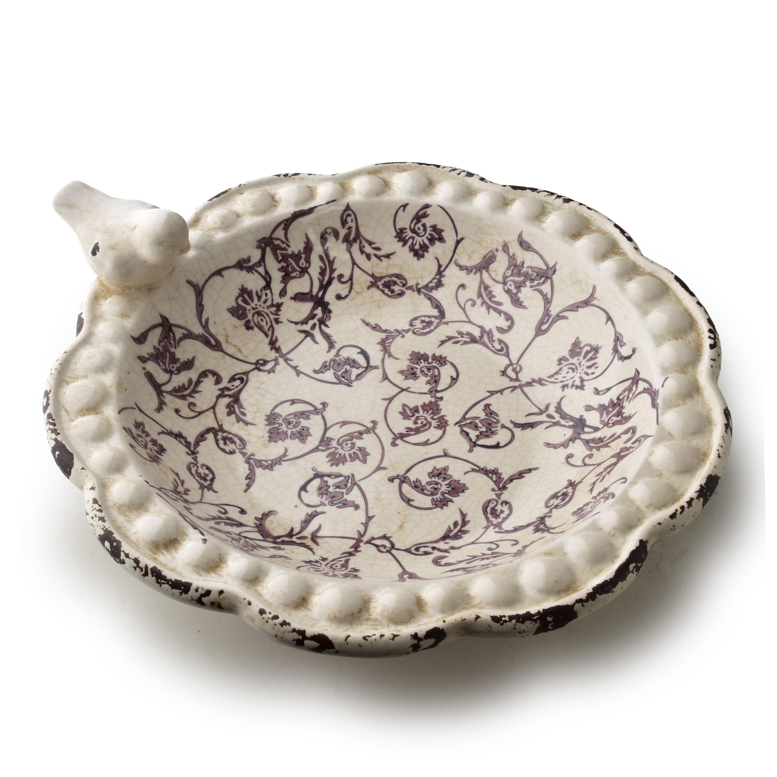 VOGELTRÄNKE Crocket beige 25.5/25.5/8 cm Keramik - Violett, Keramik (25.5/8/25.5cm) - Mondex