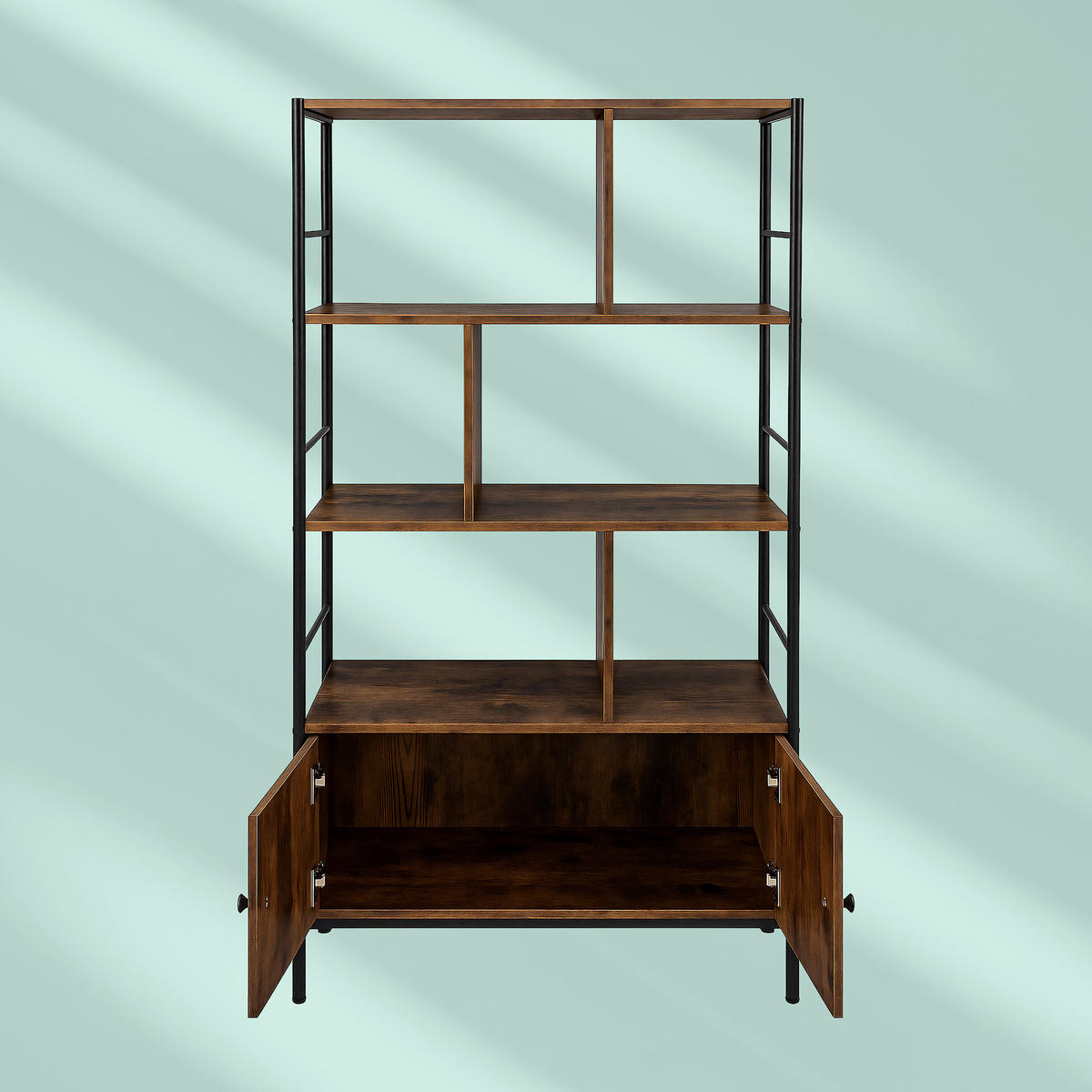 BÜCHERREGAL - Dunkelbraun, Holzwerkstoff/Metall (74/154.5/30cm) - Relaxdays