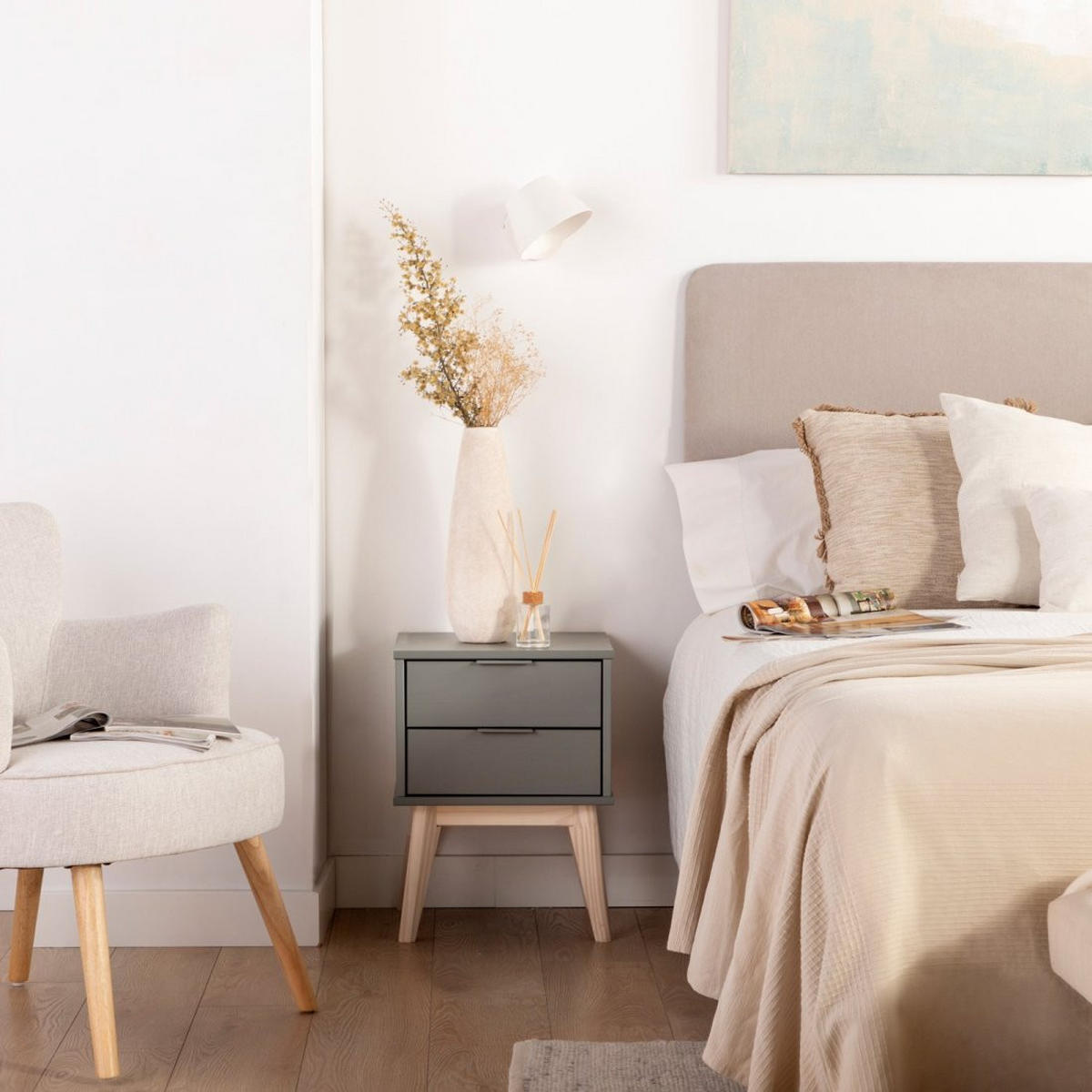 NACHTTISCH 2 SCHUBLADEN Troy Grün 40 cm x 53 cm - Grün, Holzwerkstoff (40/53/35cm) - Klast Home