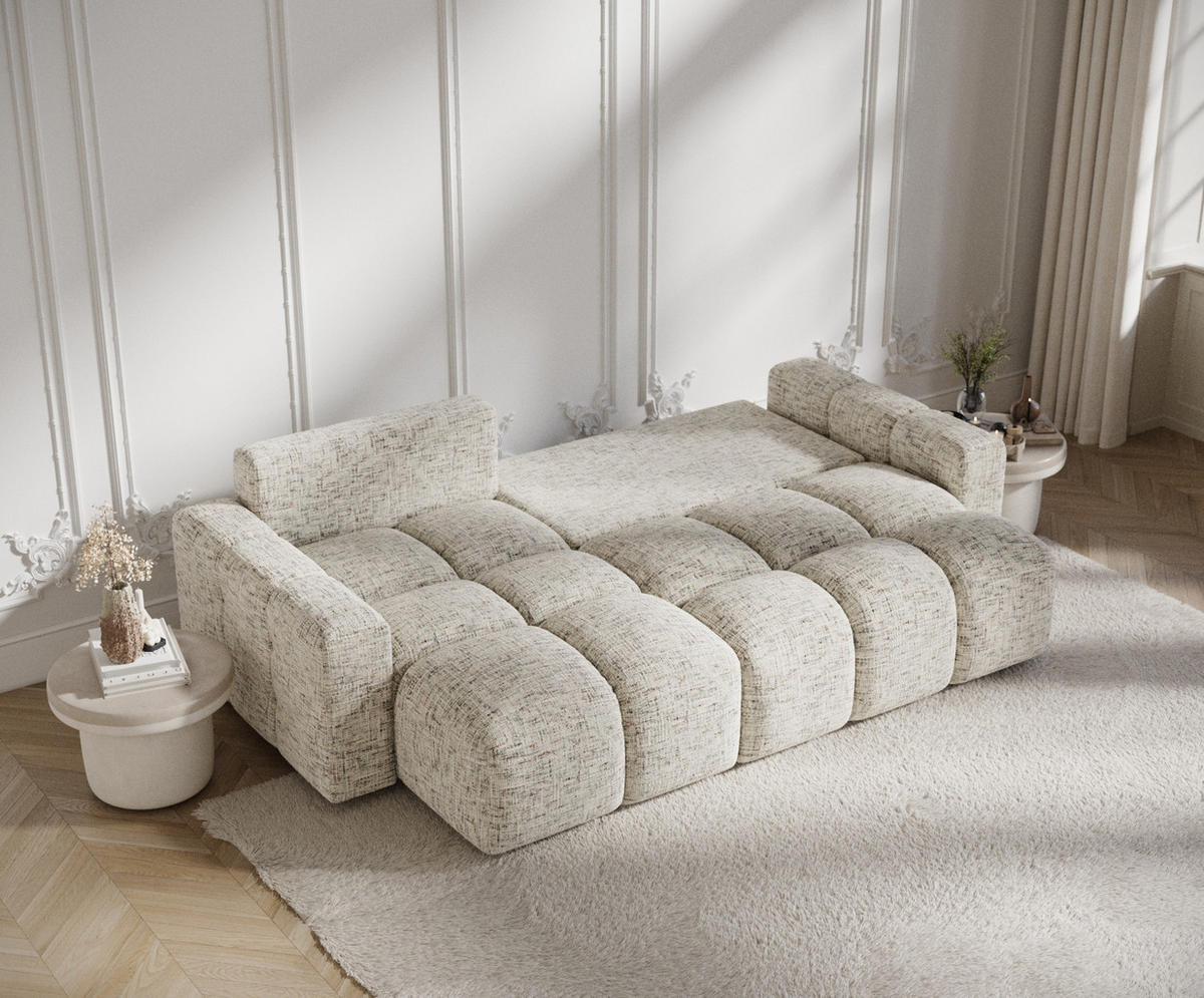 ECKSOFA MIT SCHLAFFUNKTION Ucci Beige Webstoff - Beige/Schwarz, Holz/Holzwerkstoff (233/142cm) - Maison de Reve