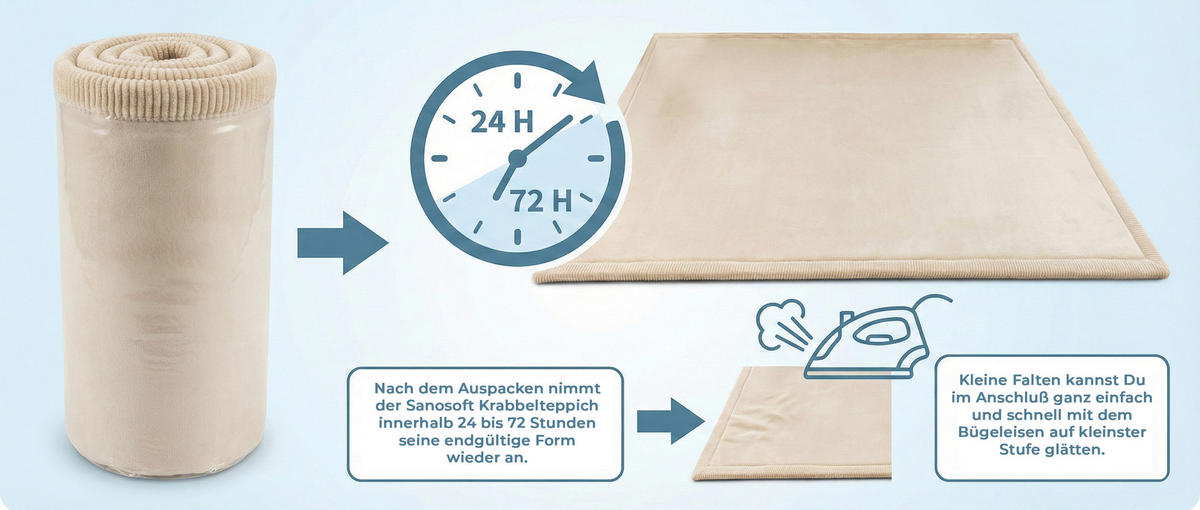 KRABBELTEPPICH samtweich, kuschelig und ÖKO-TEX zertifiziert - Sand/Beige 200x300cm - Beige, Textil (300/200cm) - Sanosoft