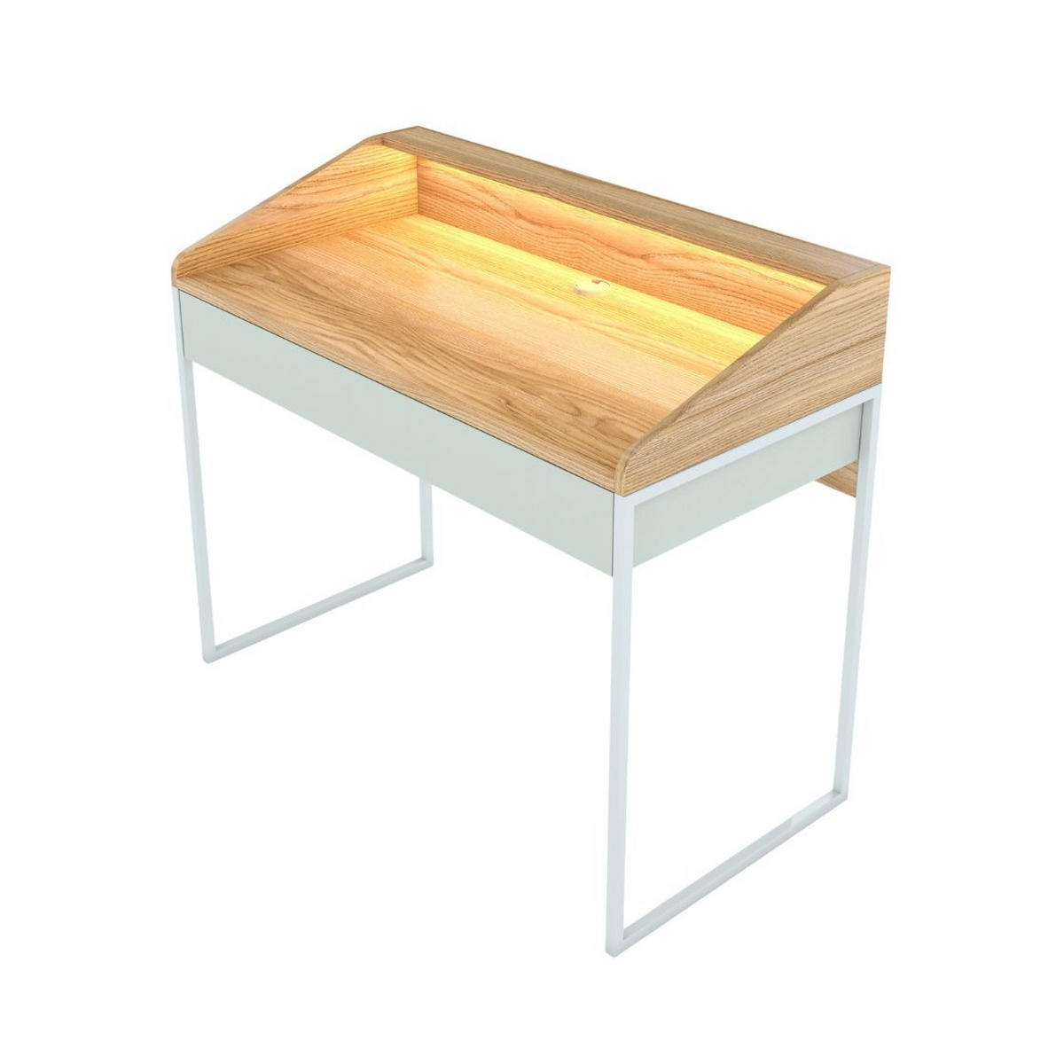 SCHREIBTISCH Finka mit Schublade, Led Beleuchtung, Pastellgrün, Hellgrau und Holz Dekor, 110 cm - Pastellgrün/Hellgrau, Holzwerkstoff/Metall (56/110/94.8cm) - Dancan