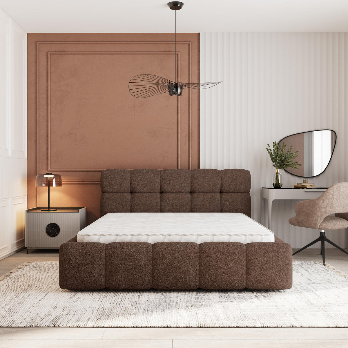 POLSTERBETT FARU Q 180x200 cm mit Bettkästen - Braun - Braun, Holz (180/200cm) - MASSENO