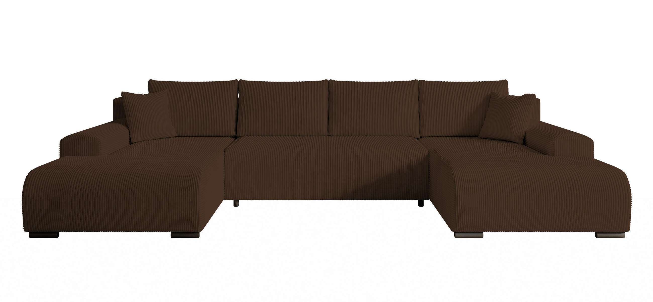 WOHNLANDSCHAFT Nelly U mit Bettkasten und Schlaffunktion, Cordstoff in U-Form - Braun, Textil (349/80/185cm)