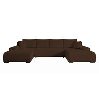 WOHNLANDSCHAFT Nelly U mit Bettkasten und Schlaffunktion, Cordstoff in U-Form - Braun, Textil (349/80/185cm)
