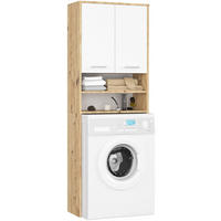 WASCHMASCHINENUMBAUSCHRANK mit zwei Türen, 64 × 30 × 190 cm Aristan Eiche, Weiß 64\180\30 cm - Weiß/Eiche Artisan, Holzwerkstoff (64/180/30cm) - RAUMHIRSCH FURNITURE