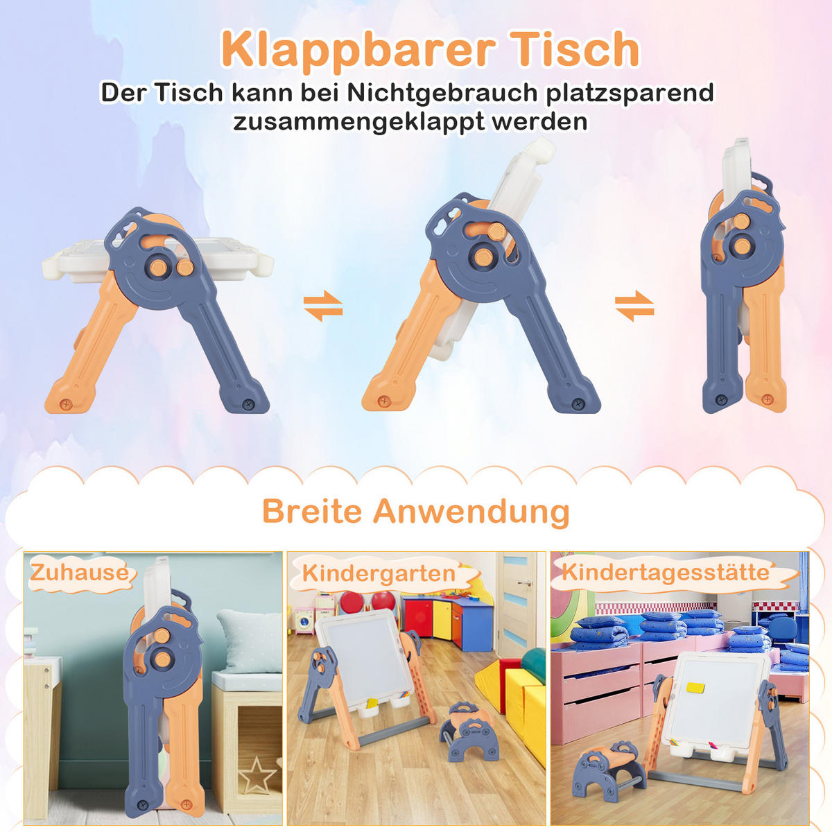 KINDERTISCH Mehrfarbig - Multicolor, Kunststoff (58/55/84cm) - COSTWAY
