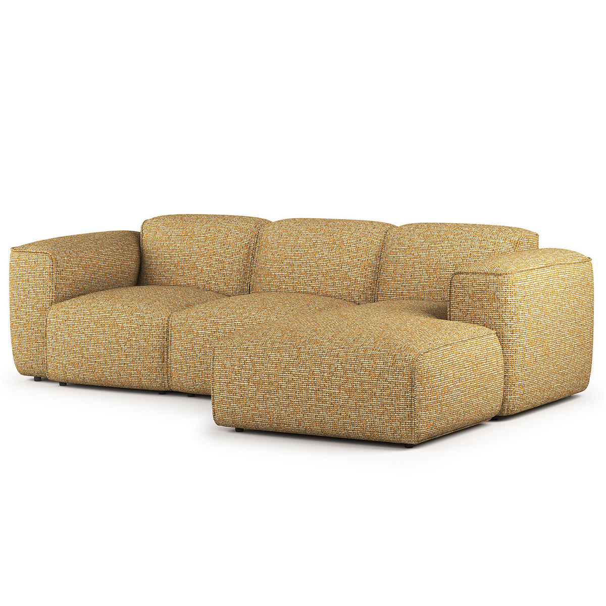 3-SITZER ECKSOFA mit Longchair - Schwarz/Honig, Kunststoff/Textil (251/173cm) - home24