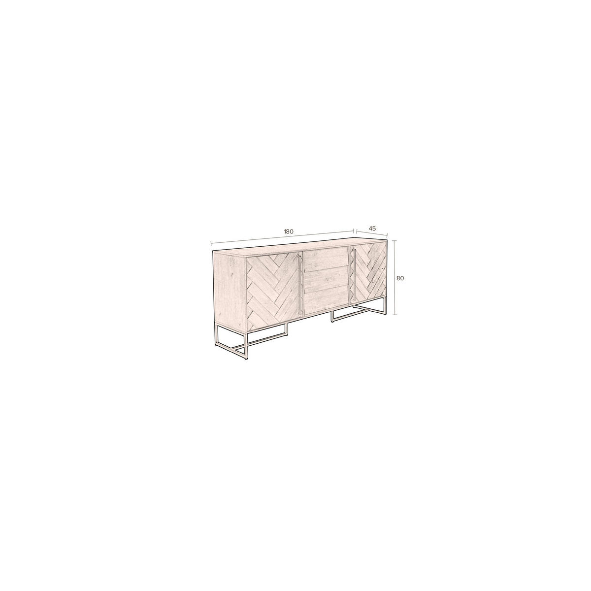 SIDEBOARD Klasse Hoch Dunkelbraun - Braun, Holz (180/80/45cm) - Dutchbone