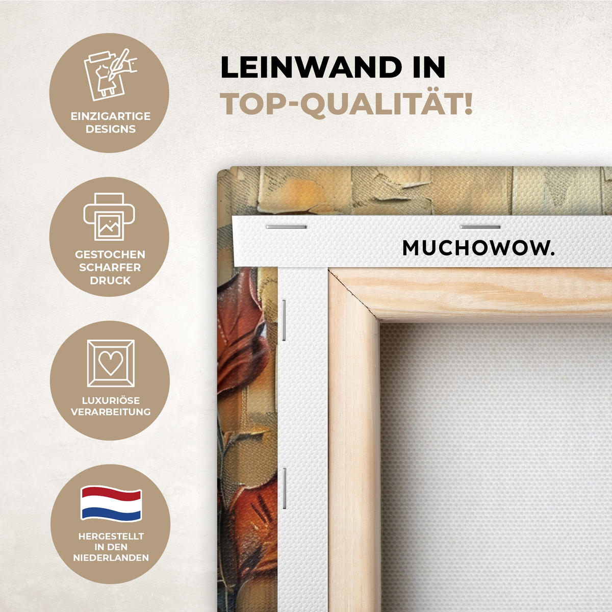 LEINWANDBILD Baum - Abstrakt - Natur - Kunst Deko Wohnzimmer 20x30 cm - Goldfarben, Textil (20/30cm) - MuchoWow