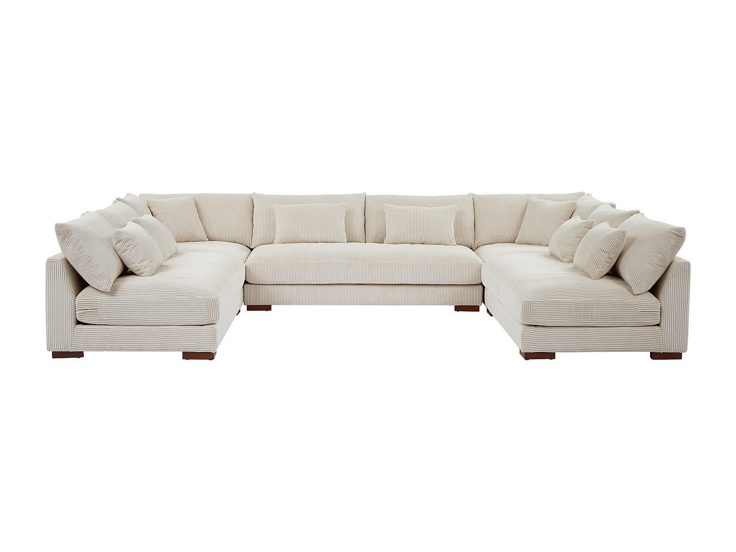SOFA ohne Schlafmöglichkeit - 9 Personen - Samt, Stoff - Beige - - Beige, Textil (375/85/274cm) - Vente-Unique