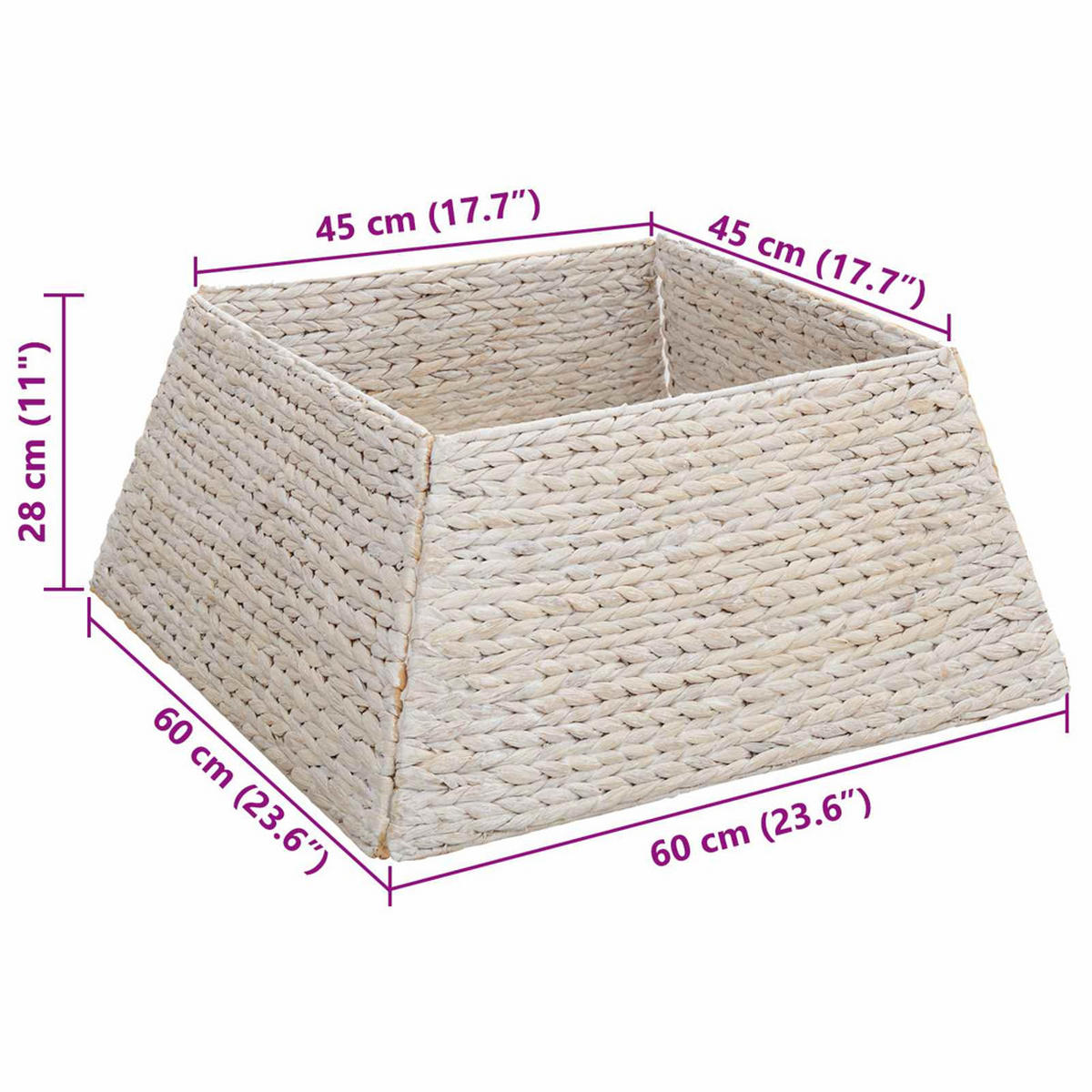 WEIHNACHTSBAUMKRAGEN 60/60/28 cm Weiß Wasserhyazinthe - Weiß, Naturmaterialien (60/28/60cm) - vidaXL