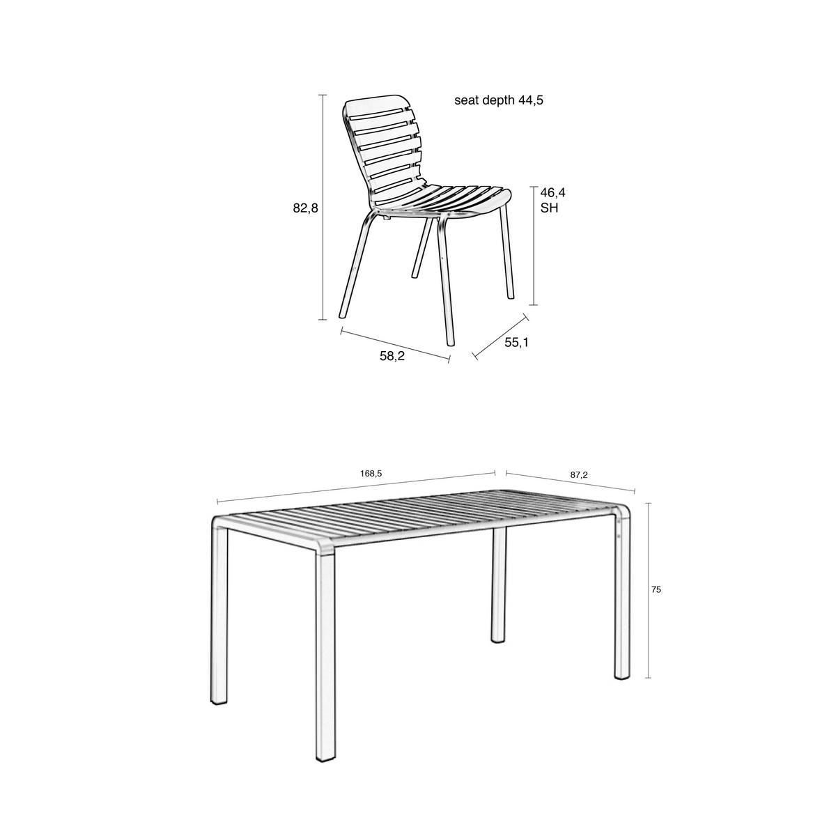 GARTENSET Vondel 4 Personen Esstisch/ 4 Stühle Grün - Grün, Metall - Zuiver
