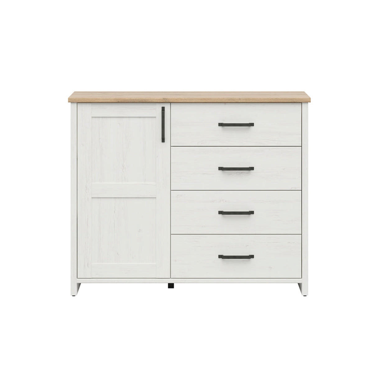 SIDEBOARD Aksel Weiß und Holz - Weiß, Holzwerkstoff (102/99/43cm) - Petits-meubles
